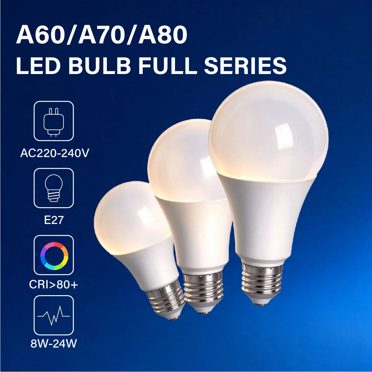 E27 LED Light Bulbs, True Rated Power, Multi Wattage 8W-24W, AC220V, 2–20 Packs, Indoor Living Room Bedroom Lighting