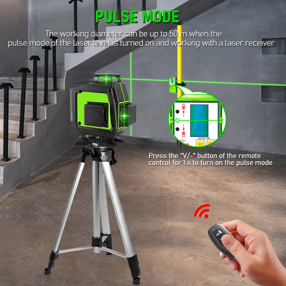 Clubiona 4D 16 linee livello Laser professionale Super potente con linee verdi con batteria agli ioni di litio da 4000mAh e modalità a impulsi