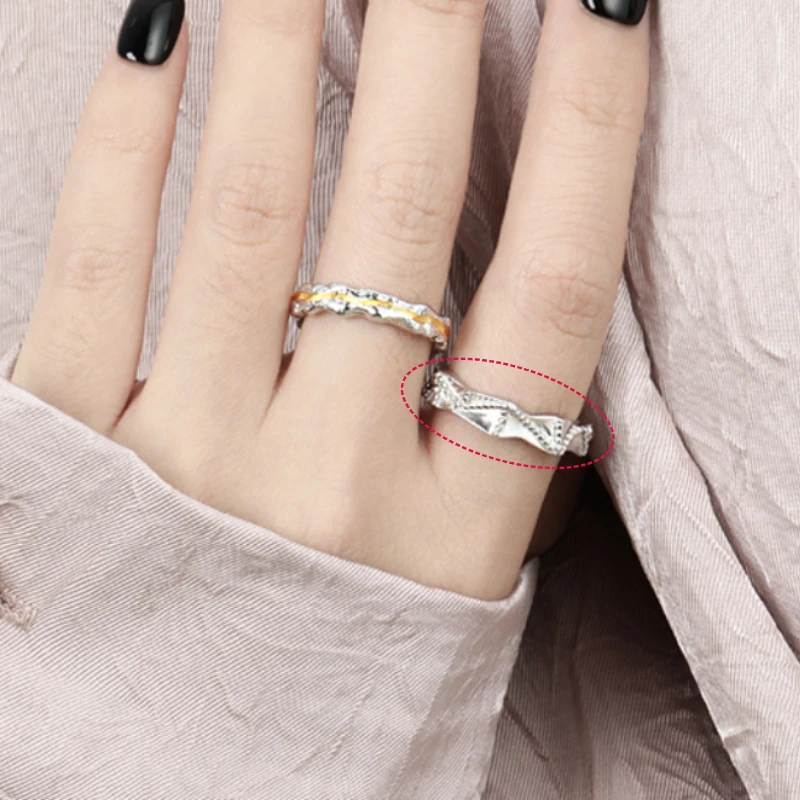 Bead Carving Designer Ring S925 Sterling Silver Rings Fashion Irregular Twisted Pattern Jewelry for Woman Original Factory Gift