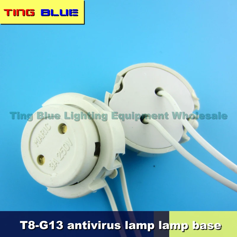 (2 pcs) T8 Press-Holder G13 Fluorescent Lamp UV Lamp Holder Push-on 10CM Copper Insert 12-250V