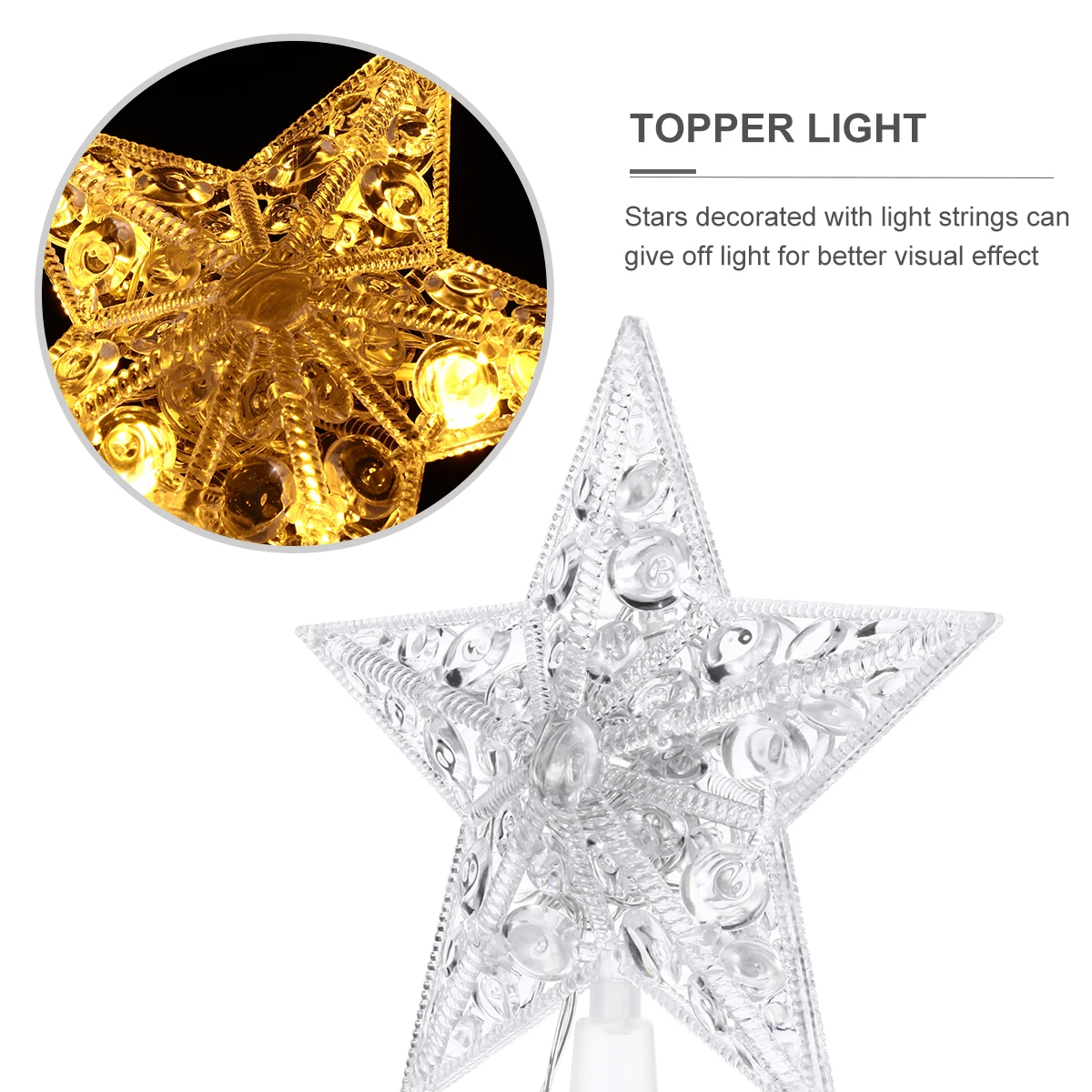 

Pentagram Lights Christmas Tree Outdoor Topper Decor Plastic Star Toppers