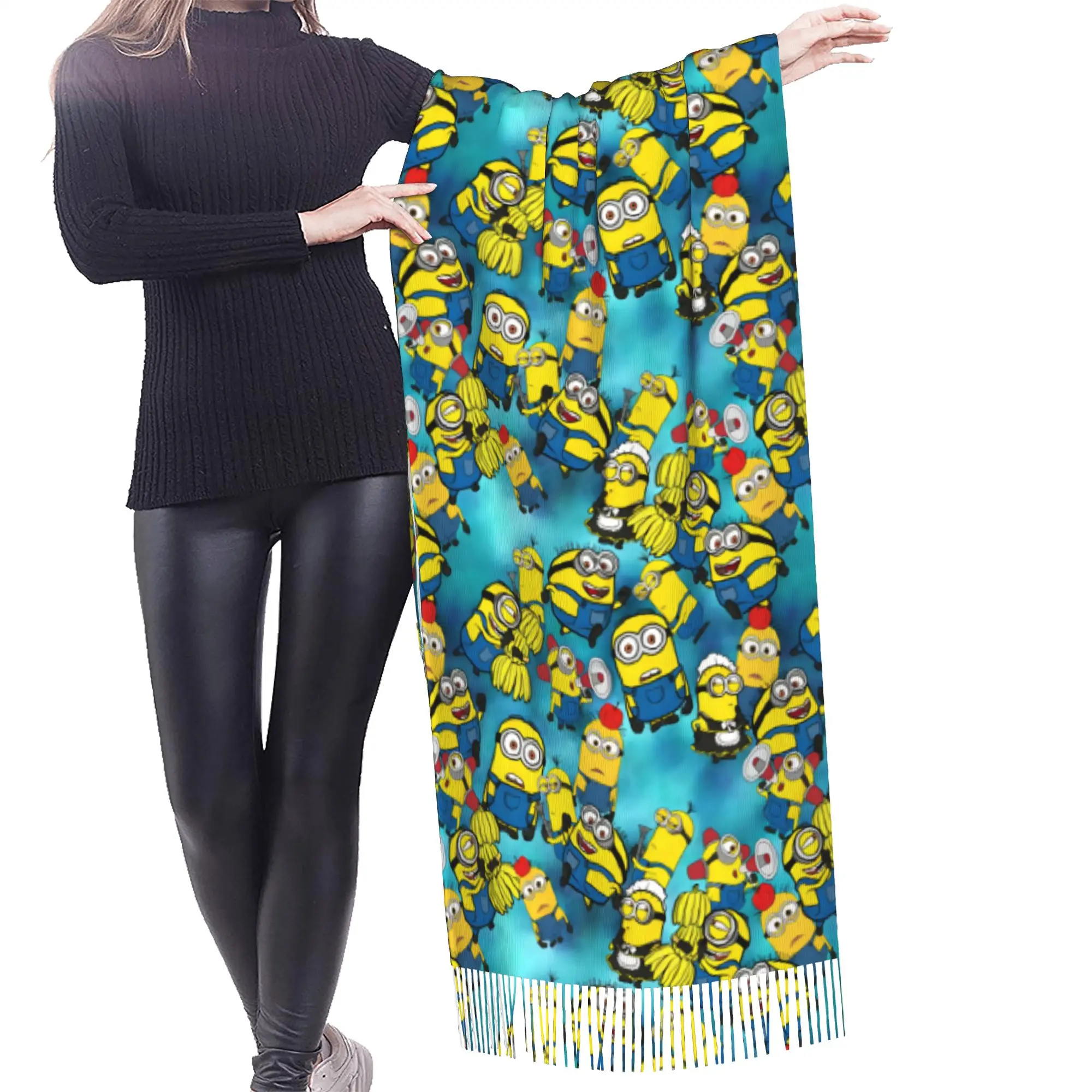 Personalized Print M-Minioned Anime Scarf Women Men Winter Fall Warm Scarves Manga Cartoon Shawl Wrap