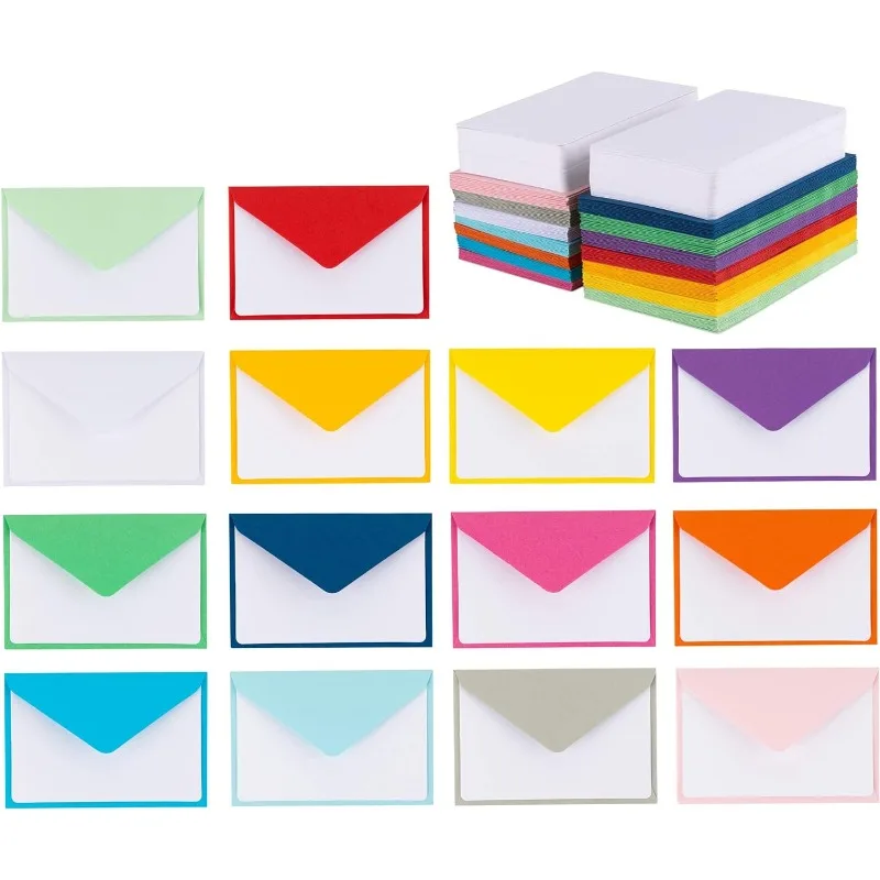 140 Mini Envelopes With White Blank Note Cards, 4