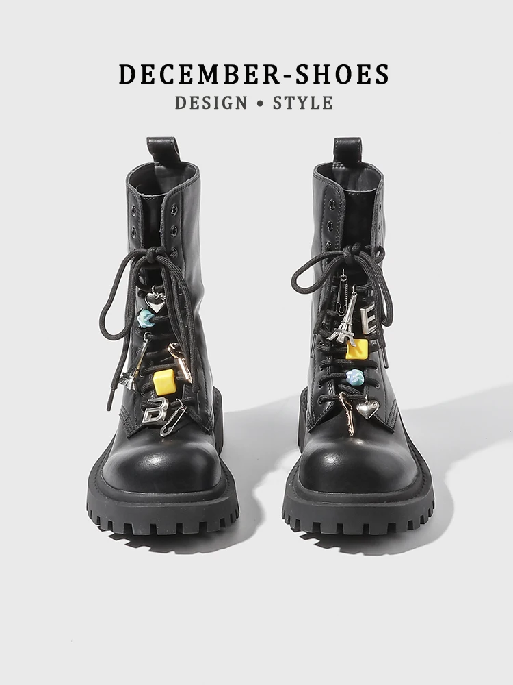 

Женские ботинки Punk Sle Thi Bot в стиле Y2K, готические, в стиле JK, для дерзких девушек, уличные, средней высоты, молодежные, модные