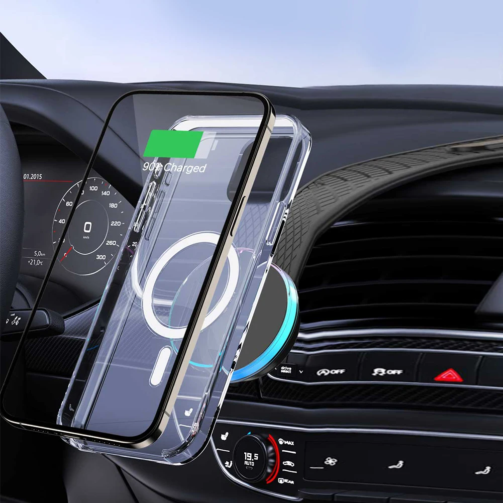 Cargador inalámbrico magnético para coche, soporte para teléfono, cargador para coche, consola central/soporte para teléfono de tablero para iPhone 15 14 13 12 Pro Max