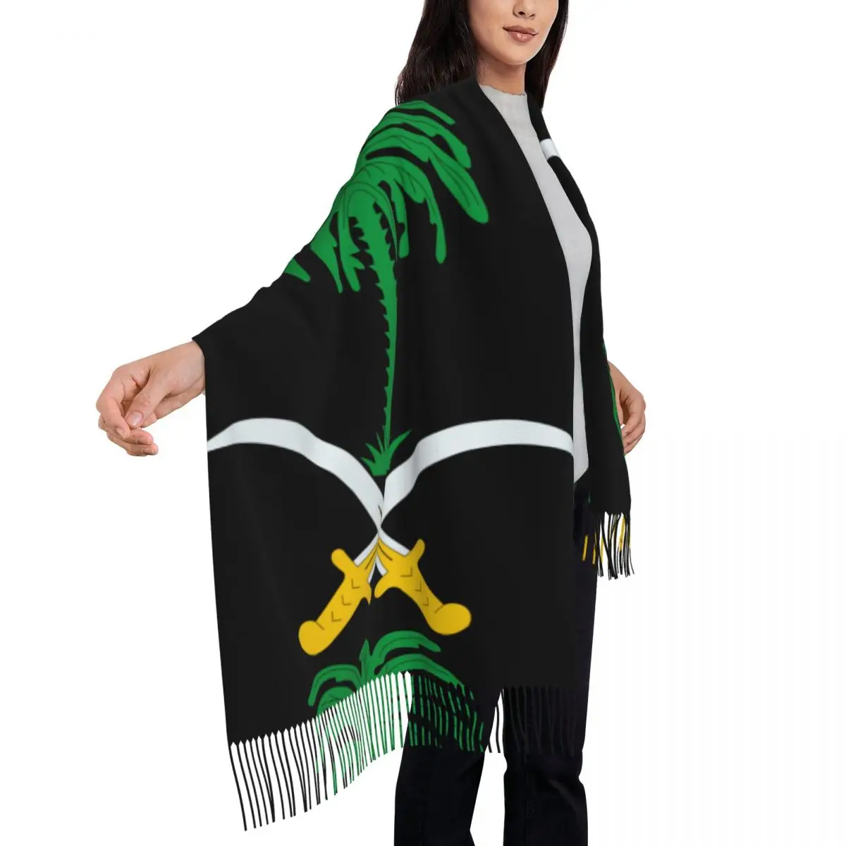 Kingdom Of Saudi Arabia Women\'s Tassel Shawl Scarf Fashion Scarf