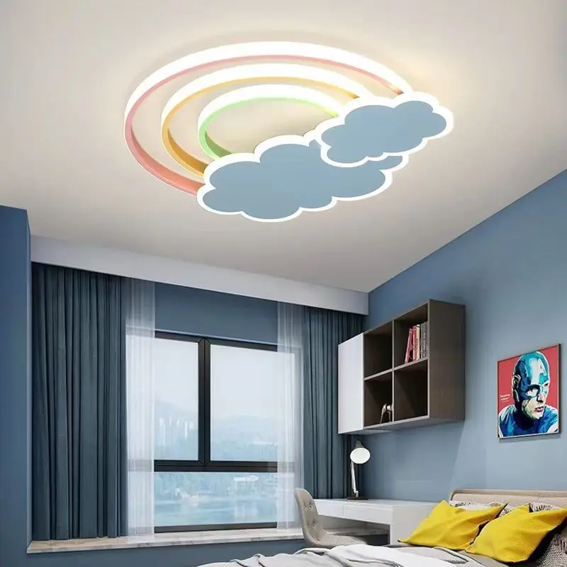 Romantic Cloud Rainbow Children\'s Bedroom Ceiling Lamps Boys Girl Room Wall Decor Warm Creative Princess Baby Room Ceiling Light