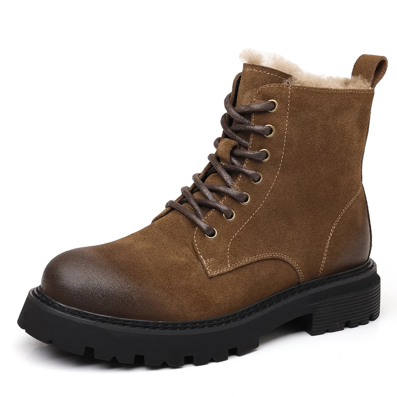 VIPOL Autumn men's outdoor casual high boots, snow boots, thickened soles and genuine leather shoes with increased height