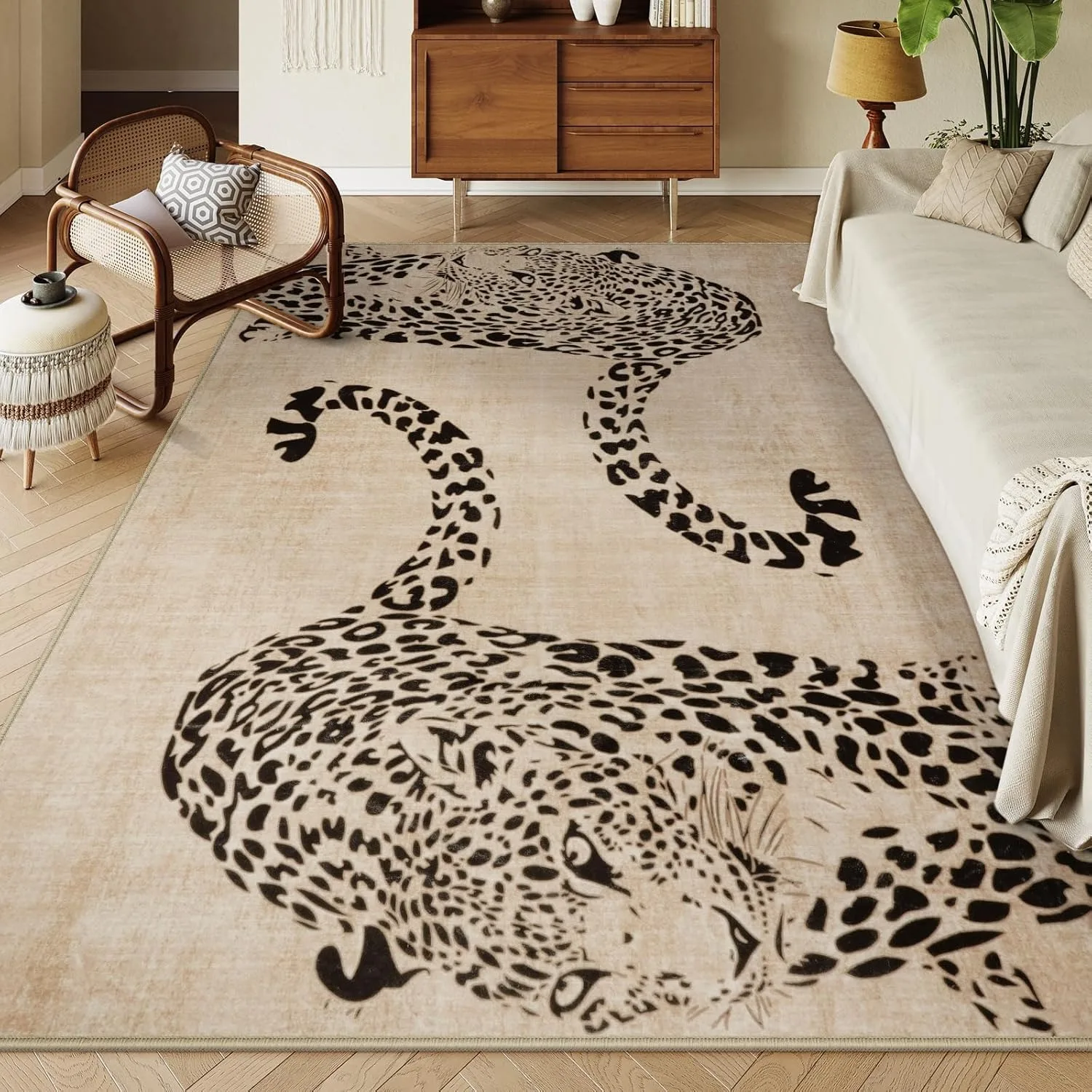 

Living Room Carpet Leopard Print Rug for Washable Mat for Bedroom Modern Non-slip Soft Large Rugs for Kids Playroom Home Decor