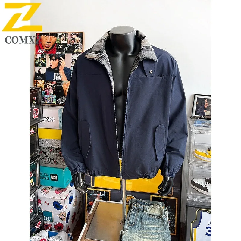 

COMXZ New Jacket Casual Wear on Both Sides Outdoor Travel Lightweight Coat Fashion Turndown Collar Windproof Autumn Garment