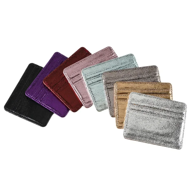 

Ultra Thin Cards Bag Gold Silver Black Multi Slot Card Sleeve PU Leather Credit Card Holder Id Holder Badge Holder Bus Card Case