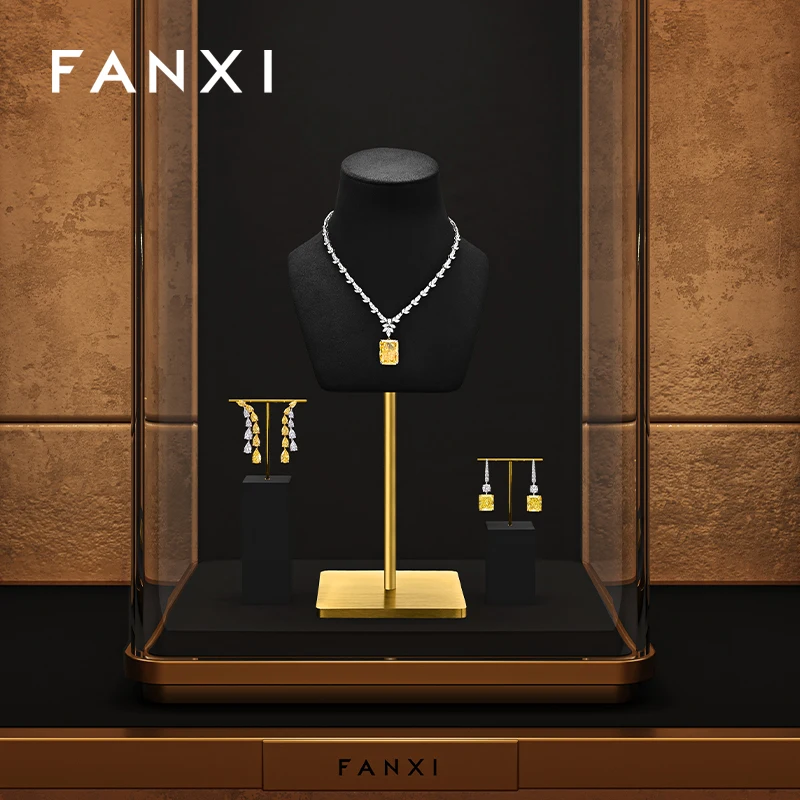 Jewelry necklace display stand, window display, metal high legged lifting portrait neck display stand