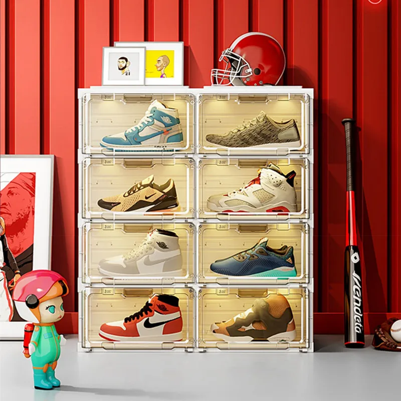 Foldable Smart Organizer with Light Display Box, Sneaker Shelf, Large Capacity Shoe Box for Collector