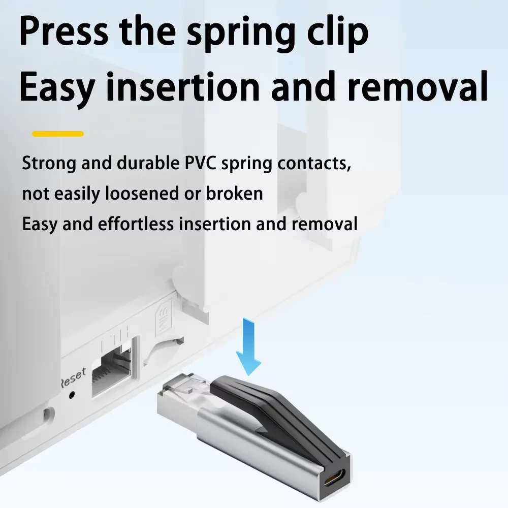 Portable USB-C Female to RJ45 Ethernet Adapter 1Gbps Gigabit Network Card Compatible with Macbook Pro Laptops Router Switch