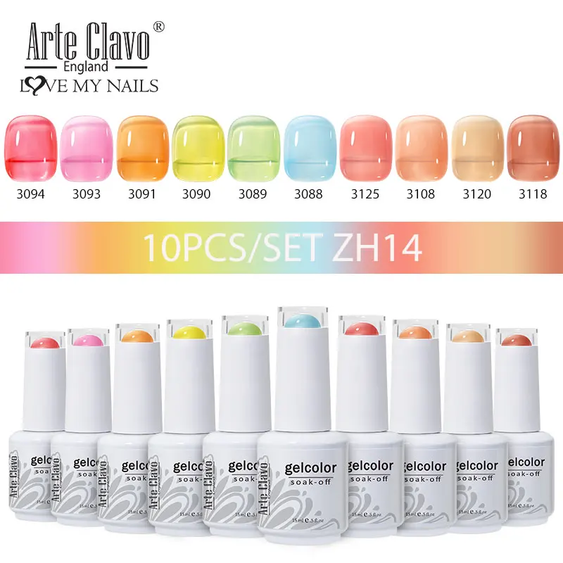 Arte Clavo 8 Teile/satz Jelly Glas Gel Nagellack, Kristall Nude Rosa Farbe, Semi Permanent UV Gel Kit Für Nagel Kunst
