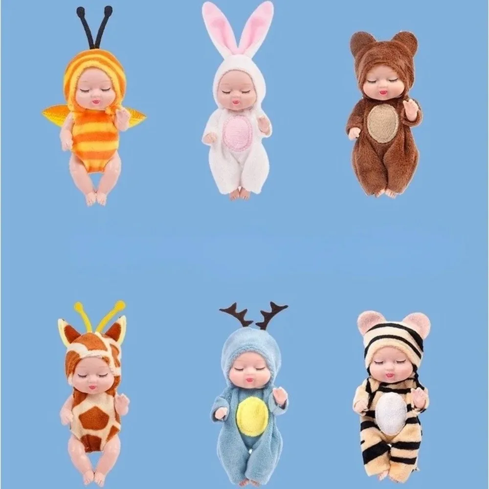 Mini Simulação Reborn Doll para crianças, Cute Sleeping Baby Series, Kawaii Cartoon Animal Toy, Presente, 1Pc