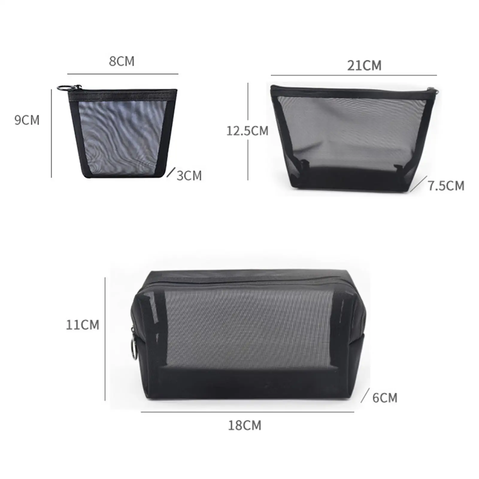 3Pcs Mesh Travel Makeup Bags Toiletry Bag for Hair Accessories Cosmetics image 6