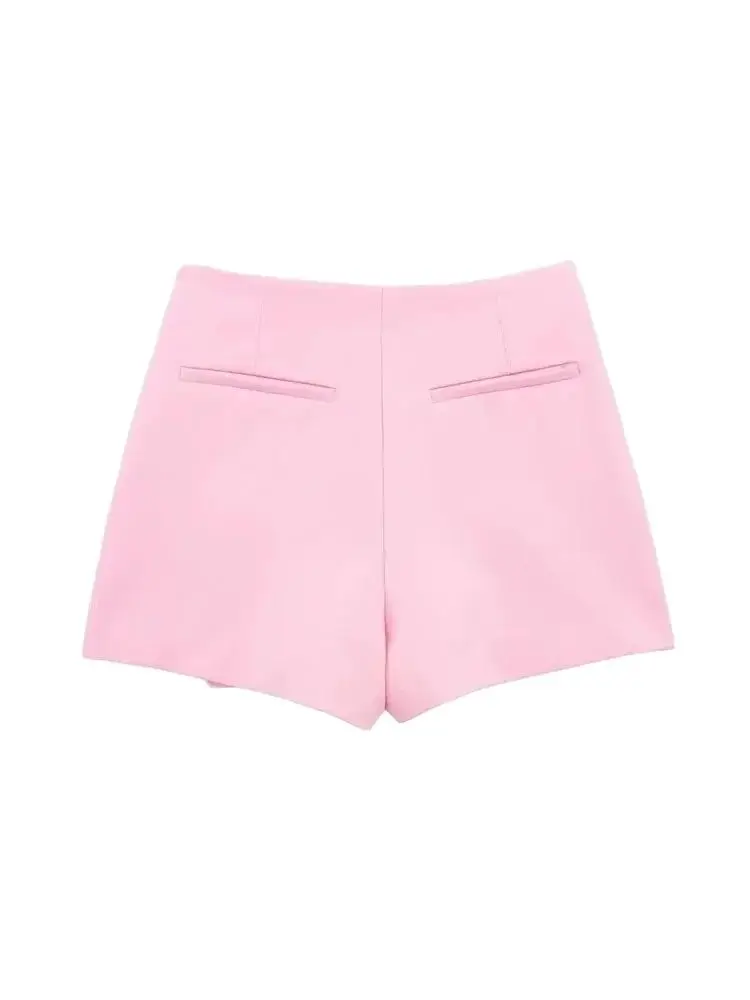 Women Fashion Asymmetric Pareo Style Self Overlay Shorts Skirts Vintage High Waist Side Zipper Female Skort Mujer