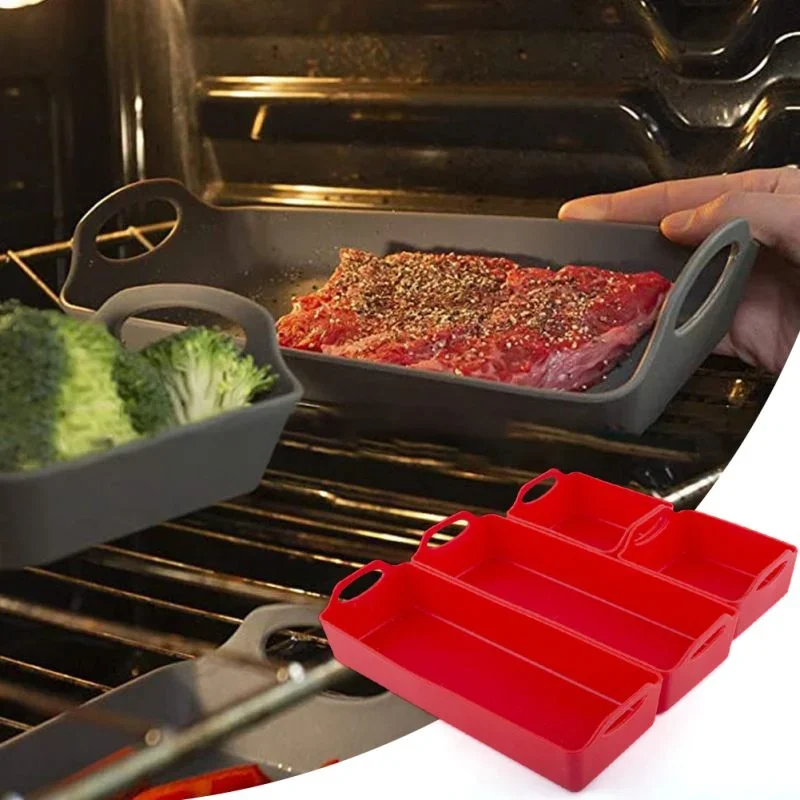 

4Pcs Baking Pans Set with Handles Cooking Baking Pan Dividers Nonstick Heat Resistant Kitchen Cooking Bakeware Accessories