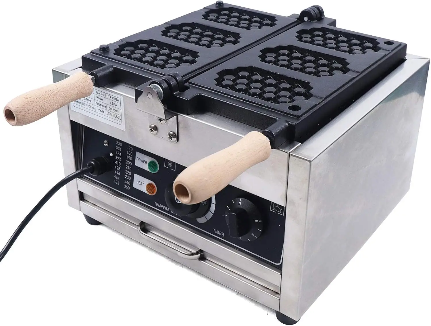 Non-Stick Electric 3-Slice Honeycomb Waffle Pop Maker Iron Machine Baker, Non-Stick Commercial Electric Waffle Maker,