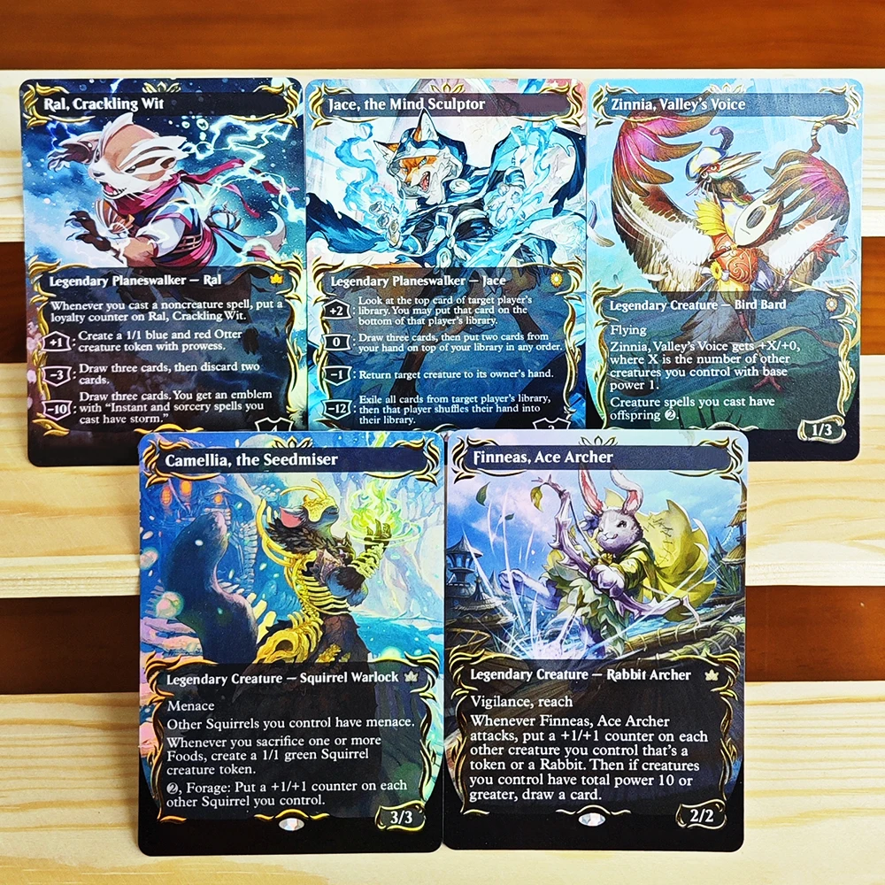 Ral, Crackling Wit/Jace, el Escultor de Mentes/Zinnia, la Voz del Valle/Camellia, el Sembrador de Semillas/Finneas, el Arquero As, Cartas TCG de Foil