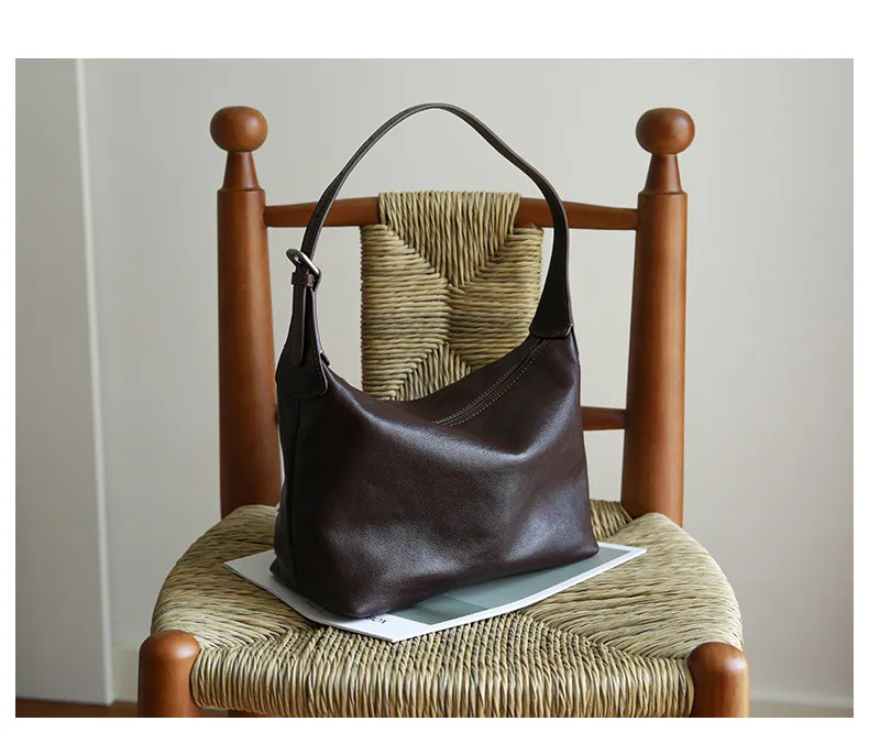 PNDME schlichte, lässige, hochwertige Damen-Umhängetasche aus echtem Leder, modische Outdoor-Reisetasche aus Rindsleder, Damen-Unterarmtasche – Detail 7