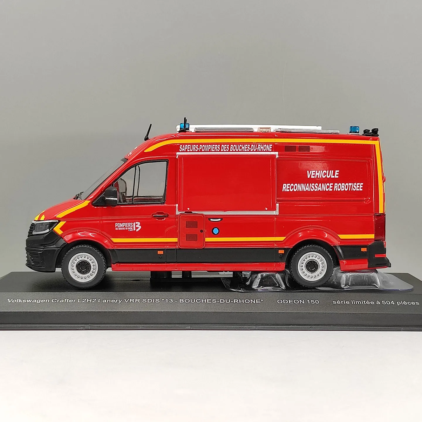 Diecast ODEON 1:43 Scale VW Crafter L2H2 Firefighting Drone Command Vehicle Alloy Car Model