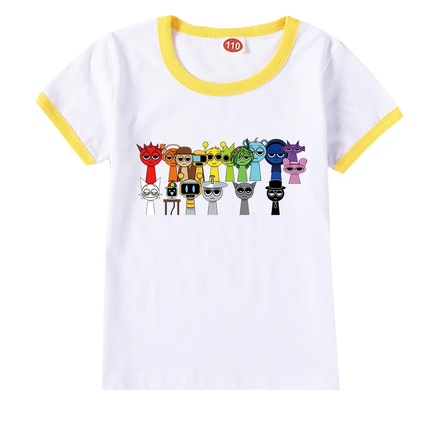 Sprunki Incredibox Kids Horror Game Camiseta de manga curta desenho animado infantil meninas meninos roupas infantis top