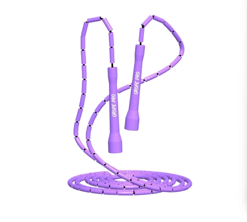 Adjustable PE color hard beads, flat beads, straight beads multi-color PP adult and children's bamboo joint skipping rope