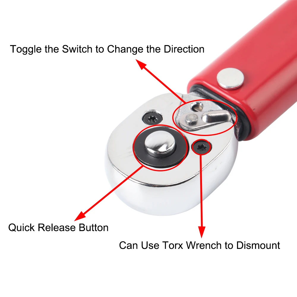 Preset Torque Wrench 1/4 Inch Drive 5-25N.M Chrome Plated Quick Release Button Hand Tool for Car Motorcycle Repair