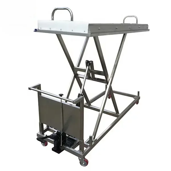 exquisite craftsmanship High quality rust-proof stainless steel medical vehicle morgue hydraulic lift trolley with brakes