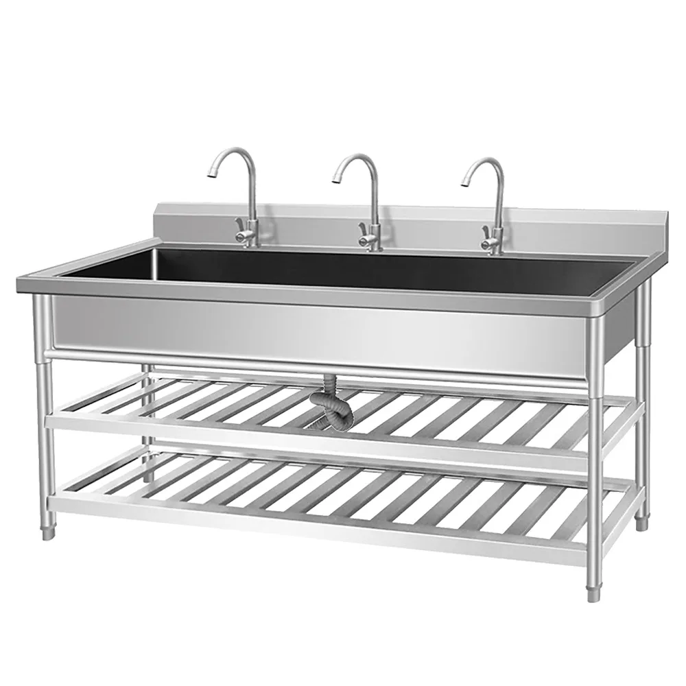 Stainless steel sink Single slot Thickened troop wash sink Vegetable basin Wash basin Shelf School cafeteria Long pool