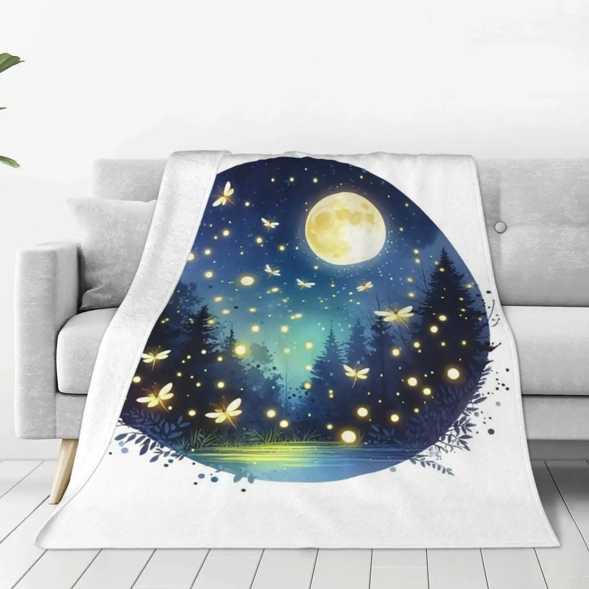 Moonlit Fireflies Blanket Flannel Multi-function Sofa Throw Blankets For Home Bedroom Office Throws Bedspread Quilt