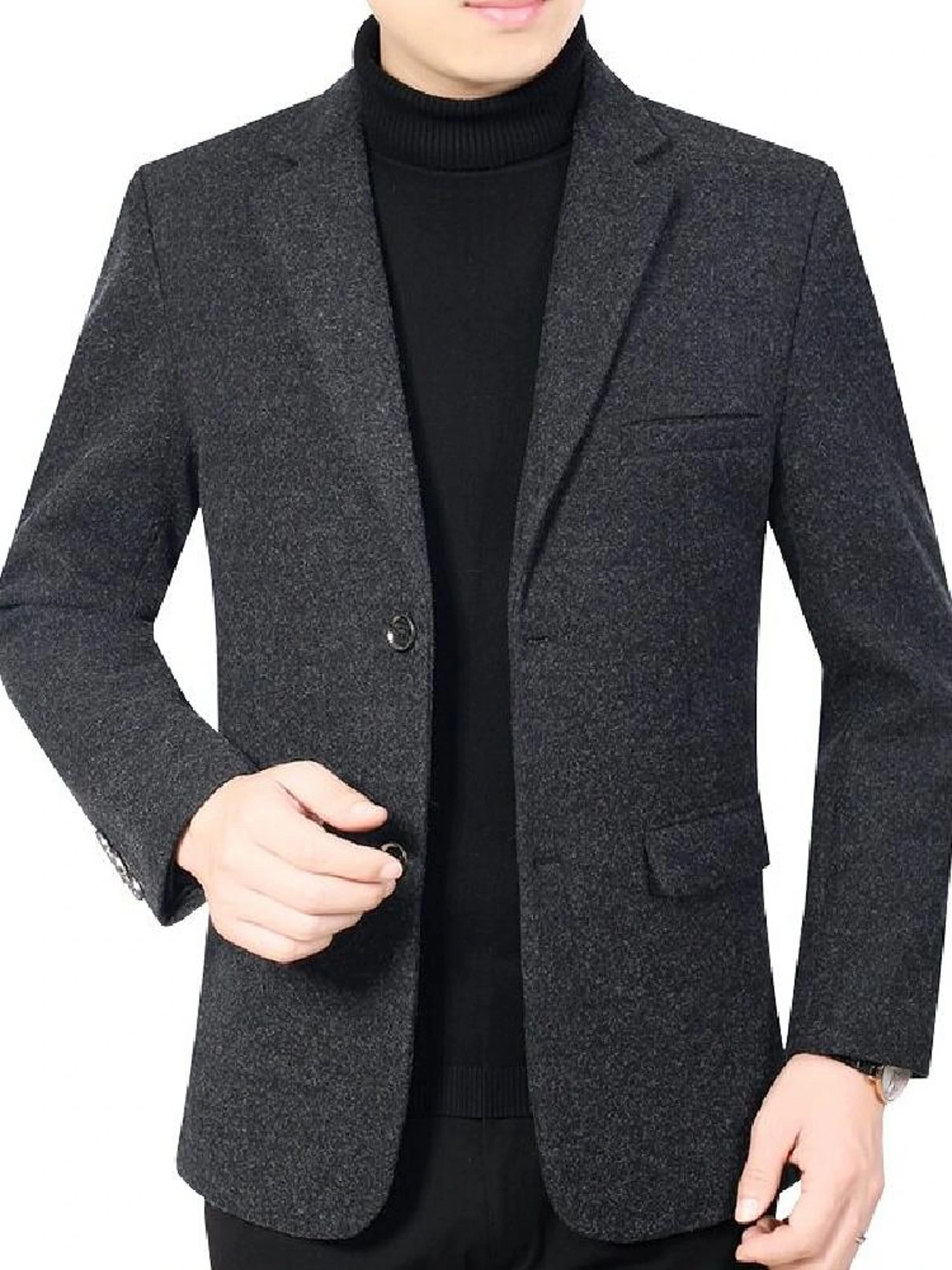 

Casual Woolen Men's Suit Jacket Luxury Spring Autumn New Style Dad's No Ironing Required Comfortable Fit Single Breasted Coat