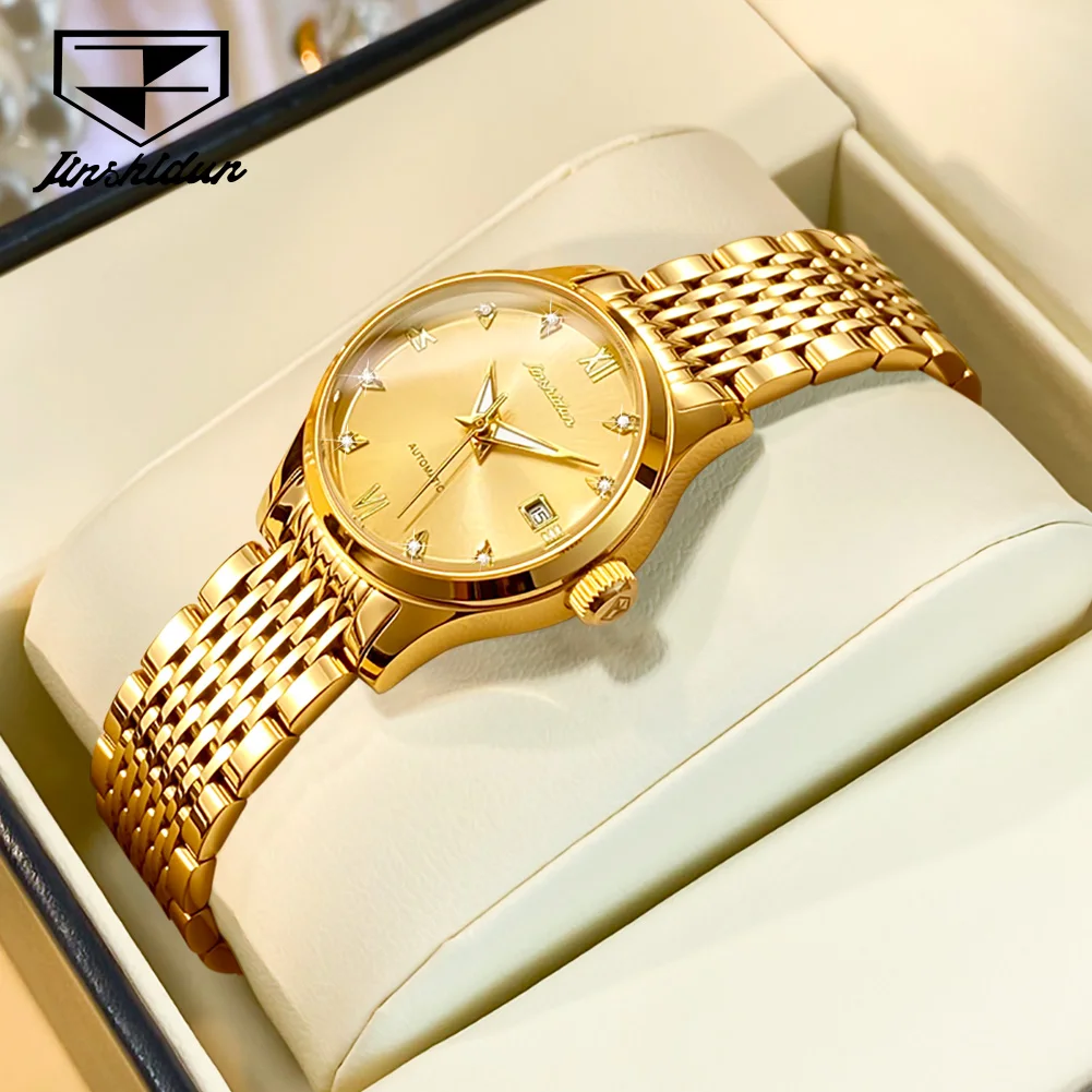 

JSDUN Gold Watch for Women Automatic Mechanical Wristwatch Stainless Steel Waterproof Luxury Elegant Ladies' Watches TOP Brand