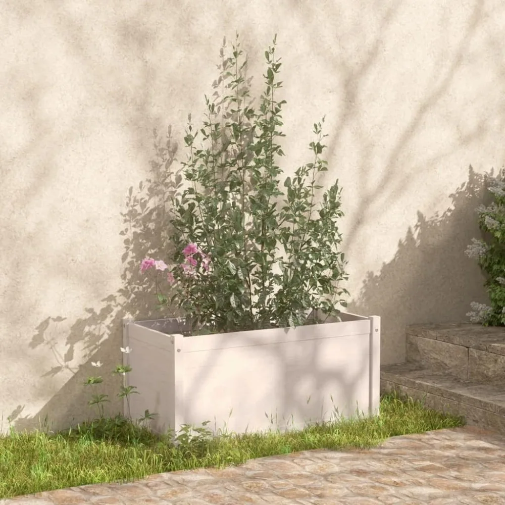 

Durable and Stylish Garden Planter Box for Flowers and Plants, Solid Pinewood, White Finish, 39.4"x19.7"x19.7"
