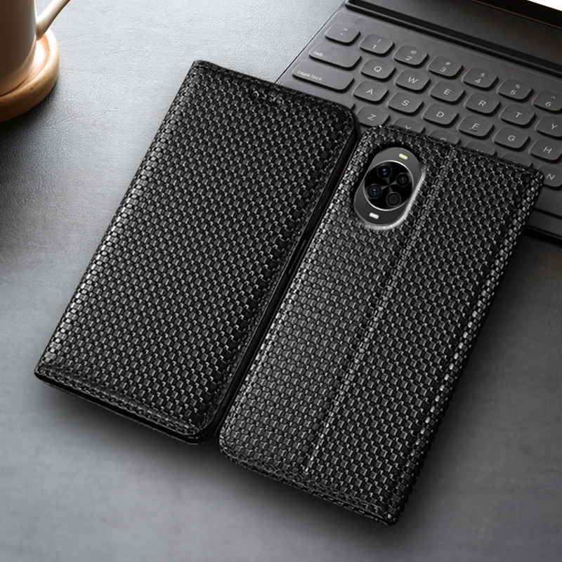 

Чехол-книжка из натуральной кожи с травяным ковриком для Huawei Nova 8 8i 9 9Z 10 11 12 12i 13 13i 14 SE Pro Ultra, чехлы для карт, устойчивые к царапинам