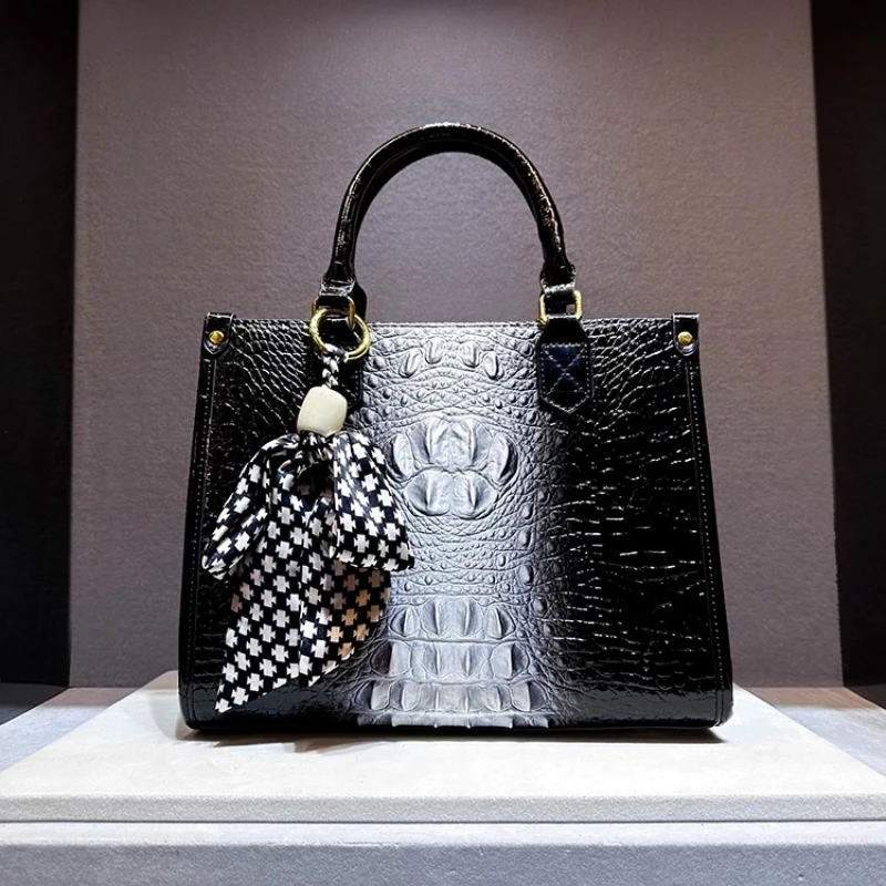 

Real Leather Alligator Print Women 2025 New Large Capacity Tote Handbag Crossbody Bags for Women Сумка Женская