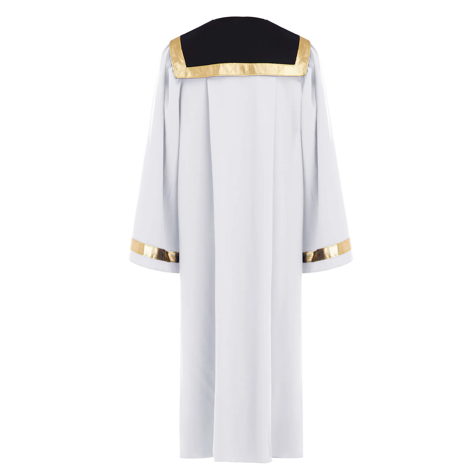 Kids Worship Praise Costume Boys Girls Choir Robe Long Sleeve Front Split Zipper Metallic Trim Church Gown for Halloween