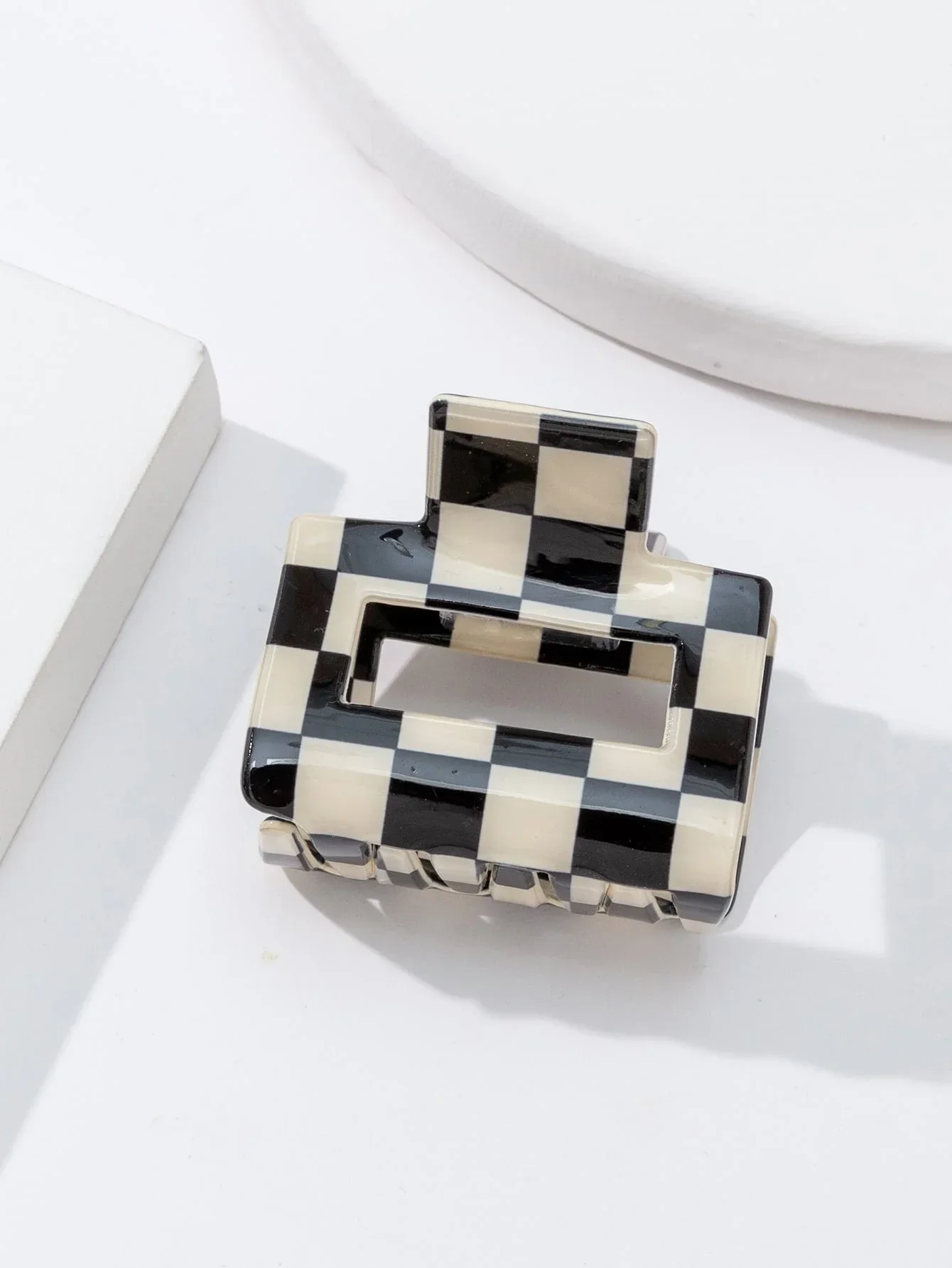 

Checkerboard Pattern Hair Claw Clip For Women Street Style Hair Accessory