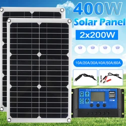 200W 400W Solar Panel 18V Solar Cell 10A-60A Controller Solar Panel for Phone RV Car MP3 PAD Charger Outdoor Battery Supply