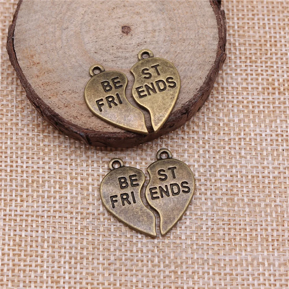 

20pcs 23x22mm(0.91x0.87inch) 2 Colors Antique Bronze Color Antique Silver Color Best Friends Heart Puzzle Pieces Charms