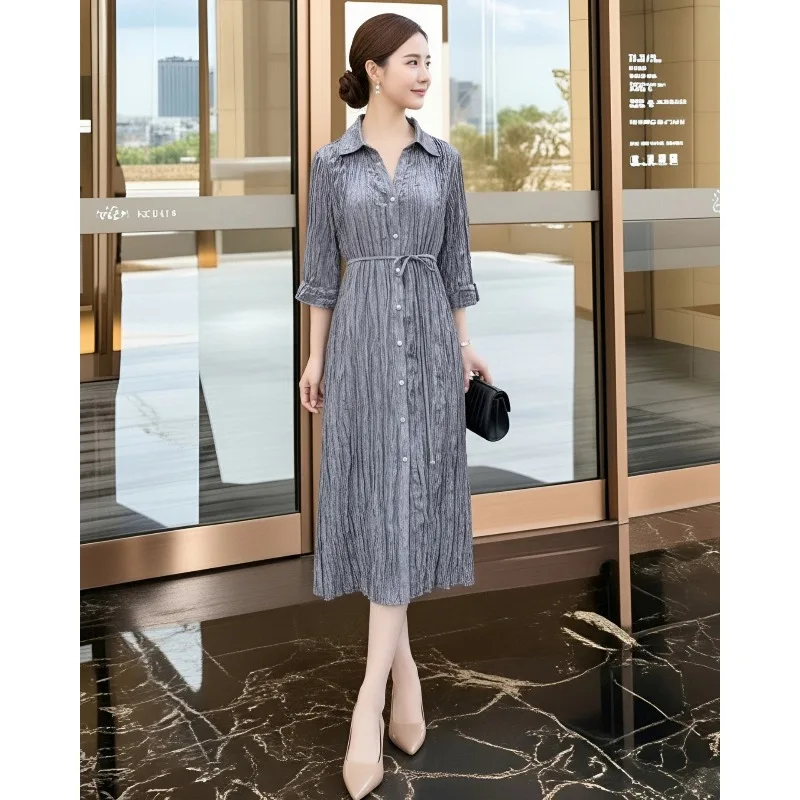 

Плиссированное платье Miyake: Новинка Весна 2026, женское, свободного кроя, больших размеров, элегантное, с эффектом плиссе, плиссированная юбка, одежда с драпировкой