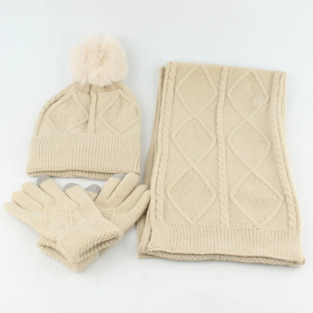 Yarmulke – ensemble écharpe et chapeau élastiques pour écran tactile, chapeau en laine douce, fibres acryliques épaisses, casquette de pull pour femmes