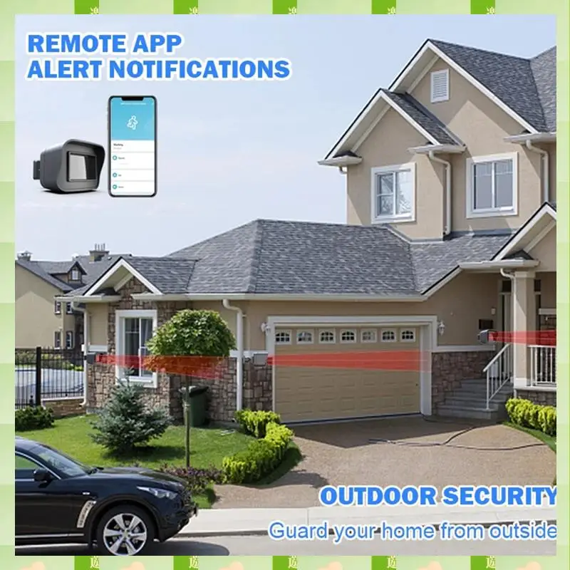 2025 Notificaciones de aplicación remota Detector de Sensor de movimiento Wifi resistente a la intemperie seguridad inteligente para el hogar al aire libre para Alexa, aplicación remota no