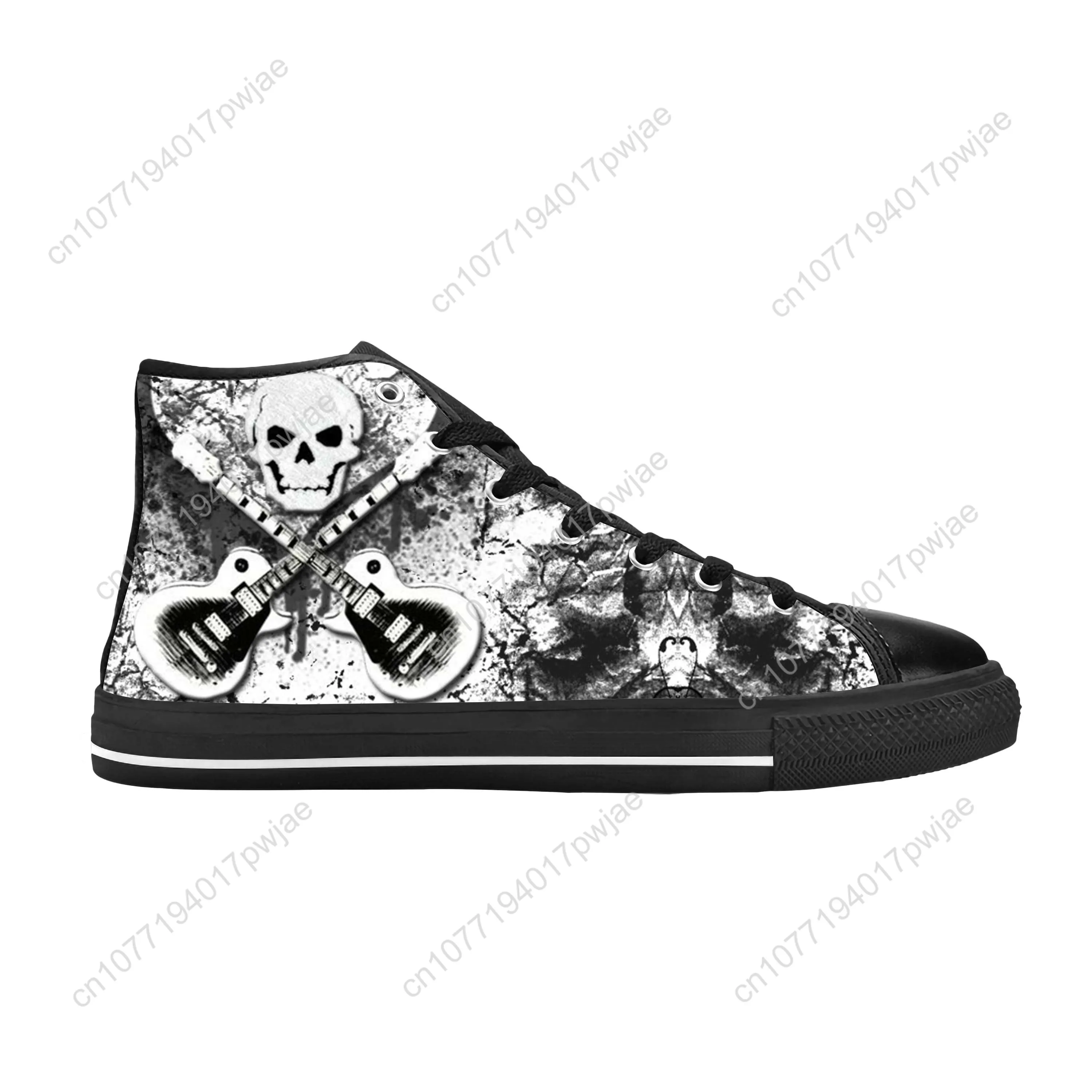 Sapatos Rock N and Roll Rock Band para homens e mulheres, cantor de música, roupa casual para guitarra, top alto, tênis confortáveis e respiráveis, impressão 3D, quente