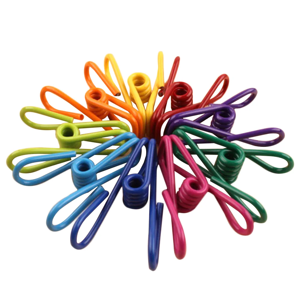 24 Pcs Colorful Clothes Food Clips Bag Stainless Steel Multi-purpose Metal Pins
