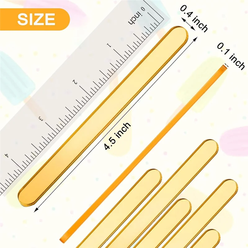 WORTHOWN-35 Stück goldene Acryl-Eis am Stiel, wiederverwendbar für Cakesicle-Sticks, große glitzernde Eis am Stiel