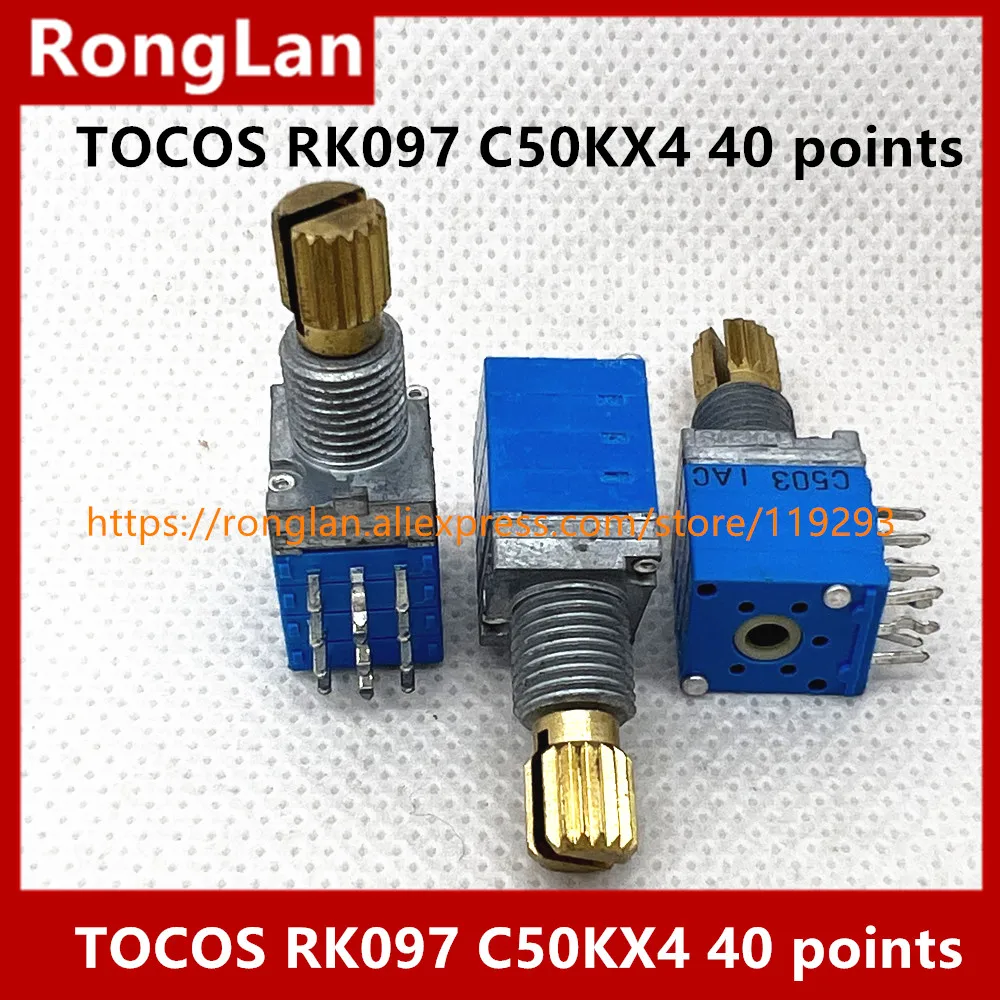 [BELLA] JAPAN Special TOCOS RK097 9011 quadruple stepping potentiometer C50K C50KX4 15MM SHAFT with 40 points--10pcs/lot