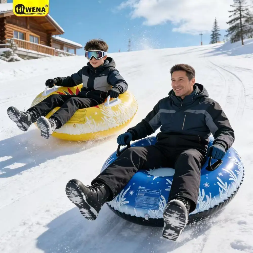 

Inflatable skiing ring, tri colored snowflake skiing sled, thick and cold resistant outdoor skiing, single seat ice skating ring